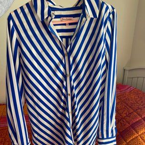 Silk Blue and White Stripe Juicy Couture Blouse